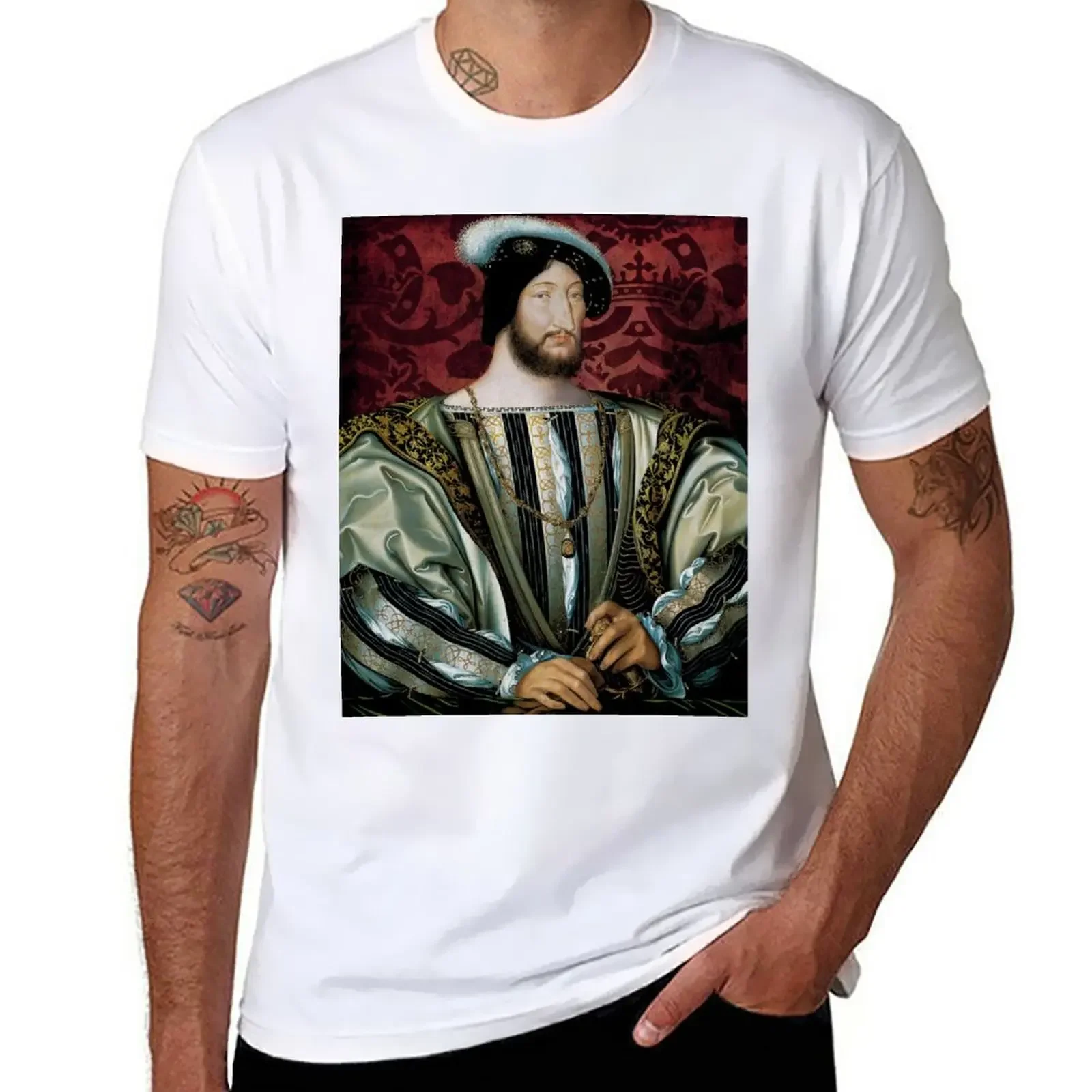 Camiseta del rey Francisco I de Francia para hombre, camisa de Jean Clouet, funnys, personalizada, de secado rápido, gráfico, 1530