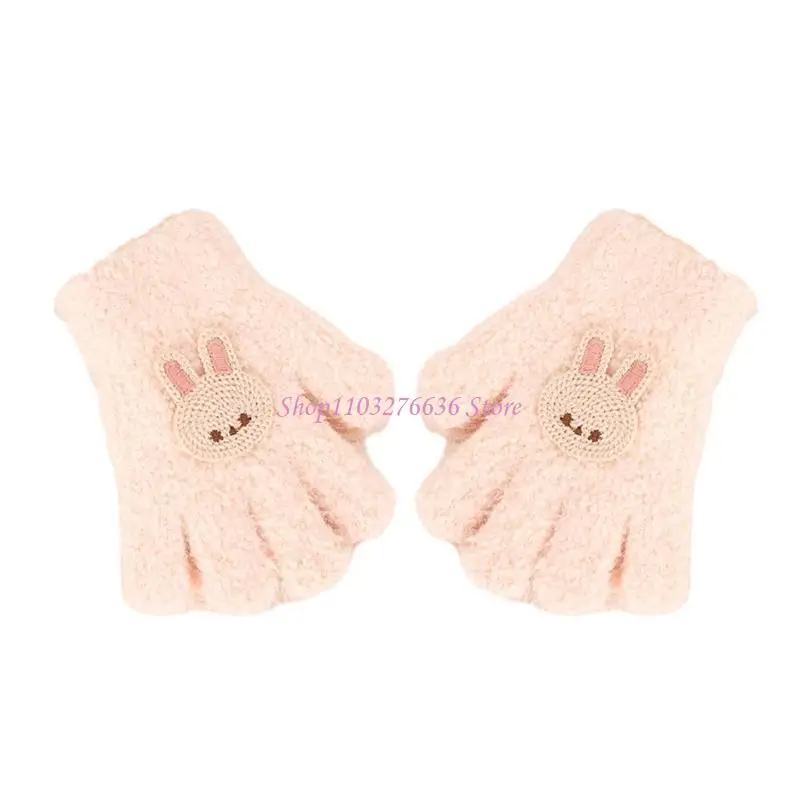 

R6FD моющиеся детские вязаные перчатки с медведем для холодной погоды, зимние аксессуары для мальчиков и девочек