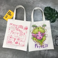 Borse per Shopper con portale plantari per le donne borsa per la spesa riutilizzabile Harajuku borsa per la spesa di grande capacità stampa Anime