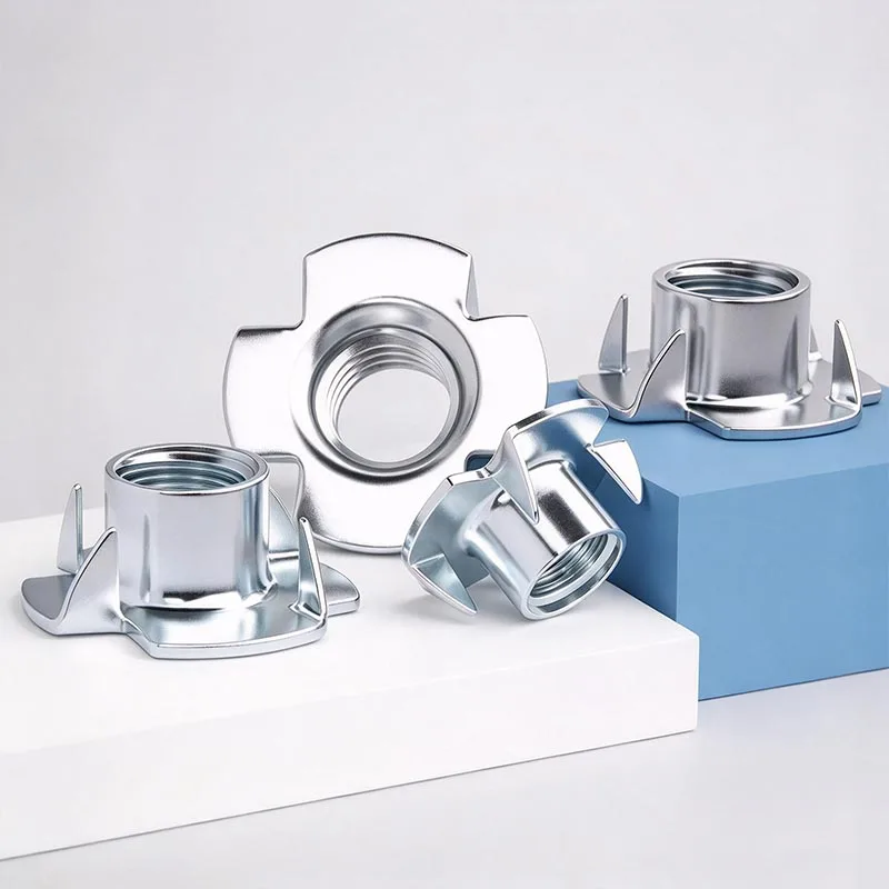 5-20pcs High Quality Thicken Steel M3-M12 Four-Claw Speaker Nut Blind Pronged Insert Tee T Nut for Furniture