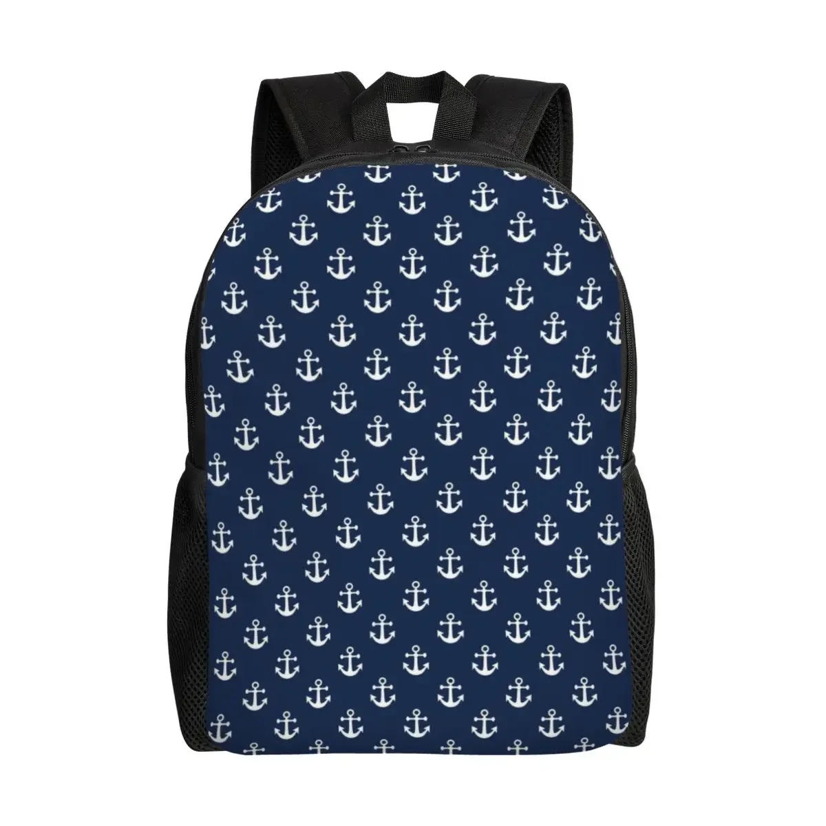 

Custom Navy Blue Nautical Anchor Backpack for Women Men Waterproof School College Bag Printing Bookbags