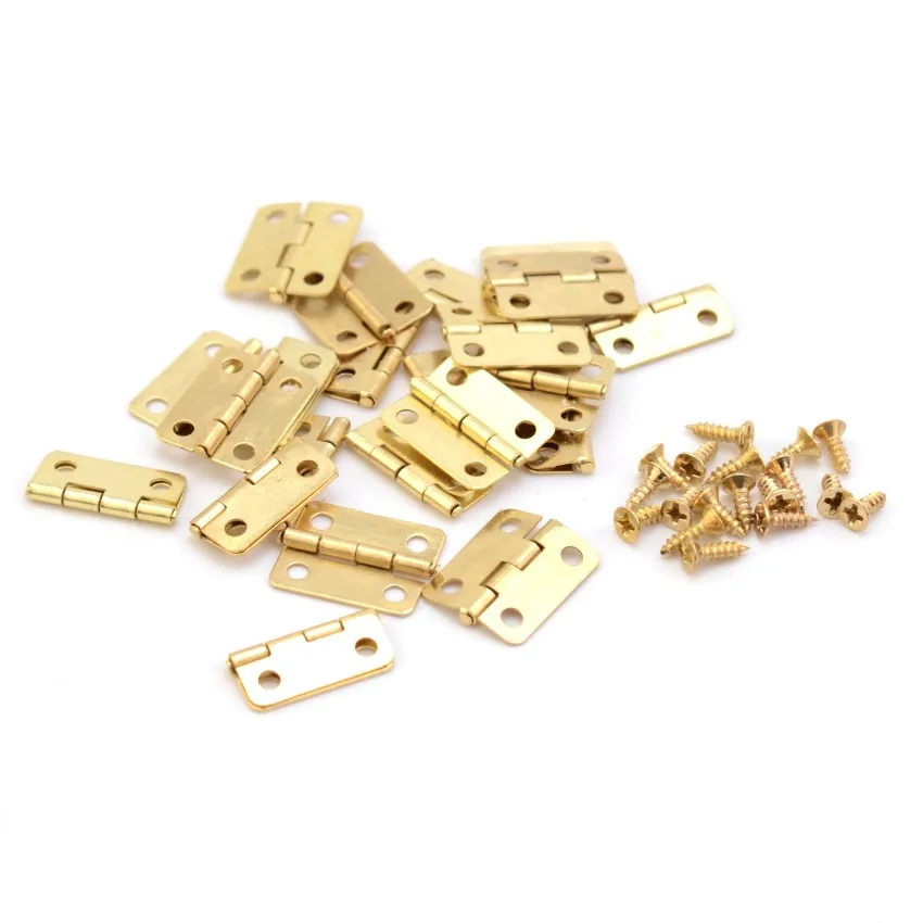 25pcs Mini Small Jewelry Chest Gift Wine Wooden Box Case Furniture Dollhouse Door Hinge with Screw Home 16*13mm