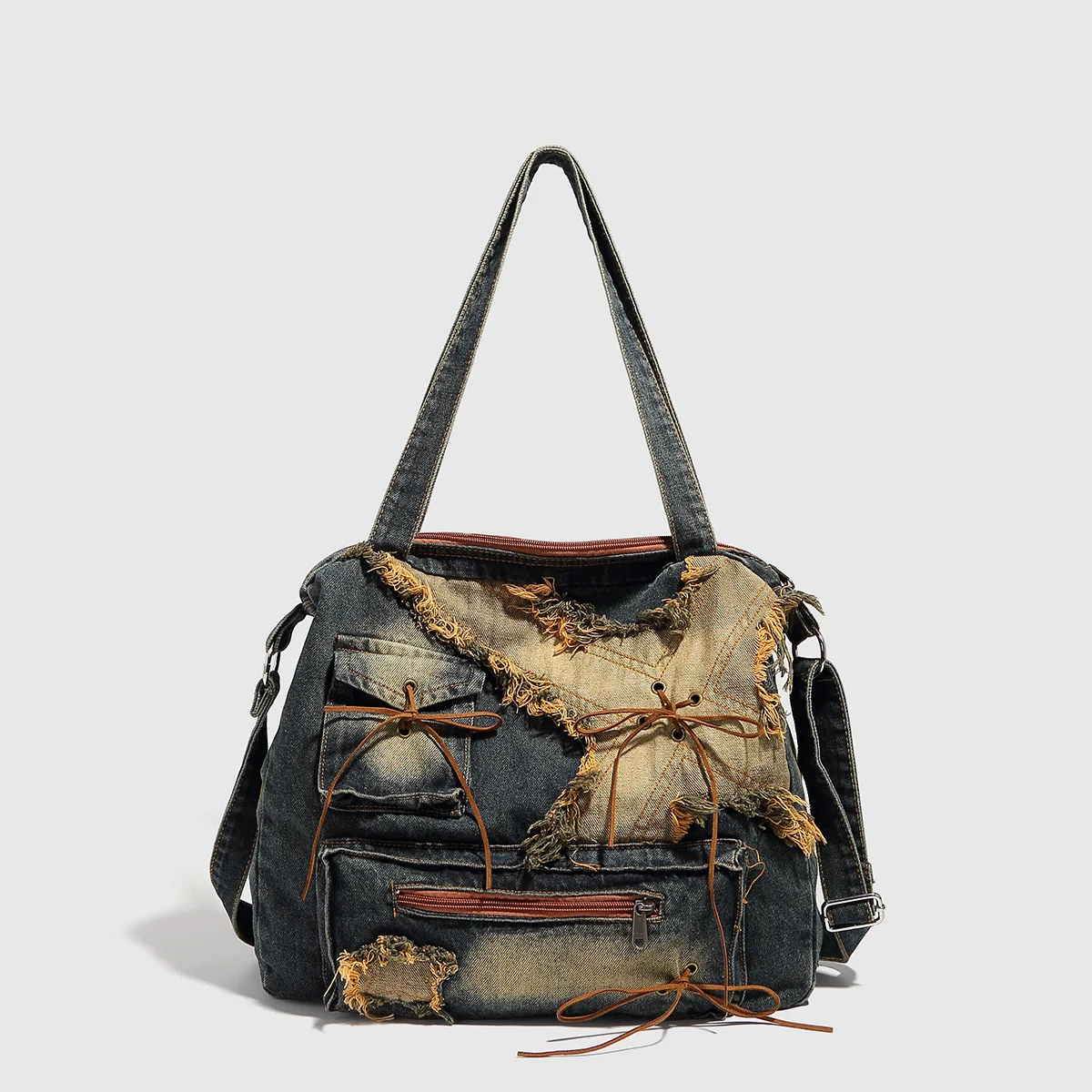 

European and American Fashion Retro Washed Denim Armpit Bag, Spring 2025 New Item, Spicy Girl Versatile Single Shoulder