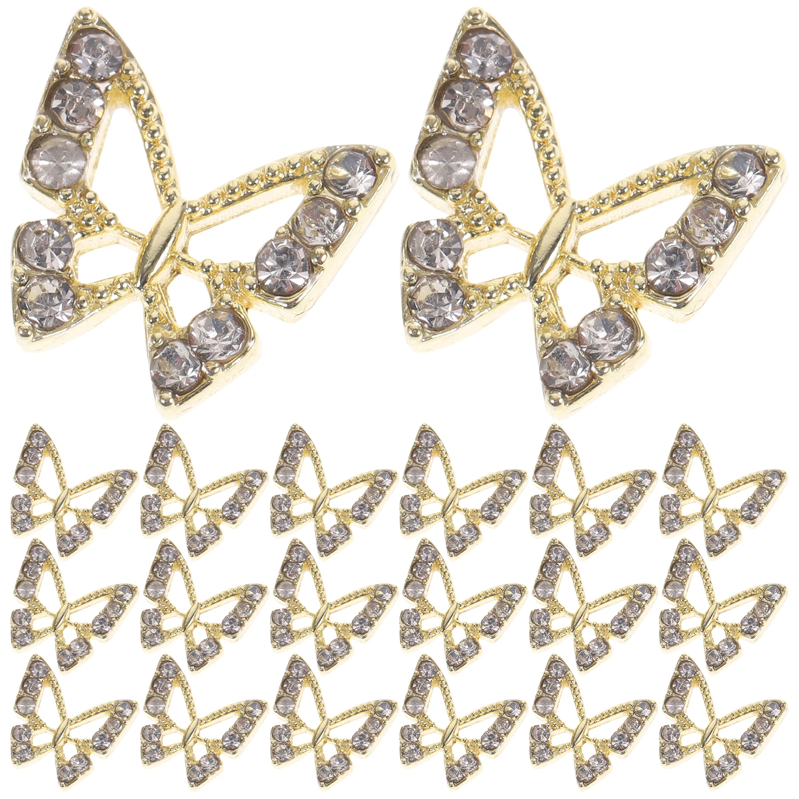 

20pcs Butterfly Art Charms Women Diy Rhinestone Gems Alloy Embellishments For Christmas Wedding Party Prom Decorations Gold