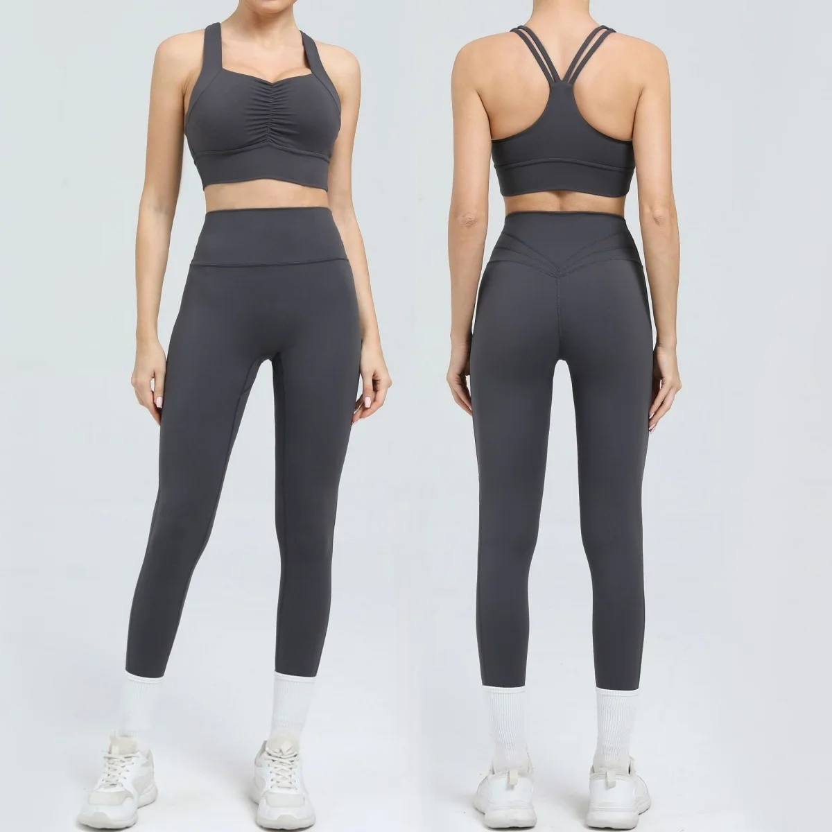 

Seamless Yoga Set Sports Fitness Peach Hip High Waist Tight Backless Sexy Bra Suit Running Workout Clothing Gym Suit for Women