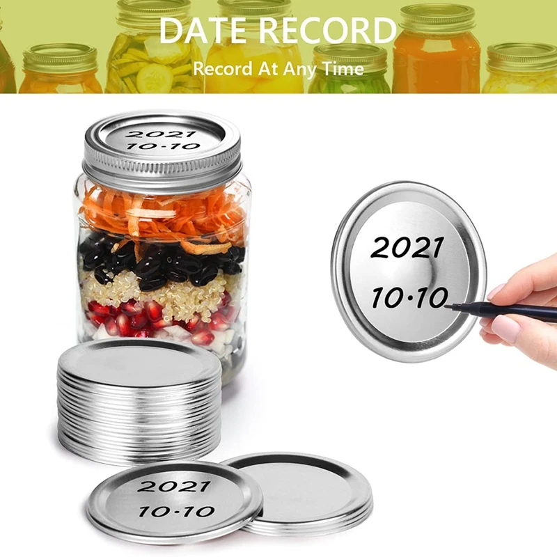 20Pcs Mason Jar Lids & Rings Set For Regular Mouth Canning,Split-Type & Leak Proof Lids For Ball Kerr Jars (70 MM)