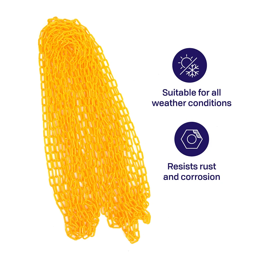 10M Yellow Plastic Links Crowd Control Barrier Waterproof Safety Chain For Outdoor Indoor Use Wedding Halloween Decoration