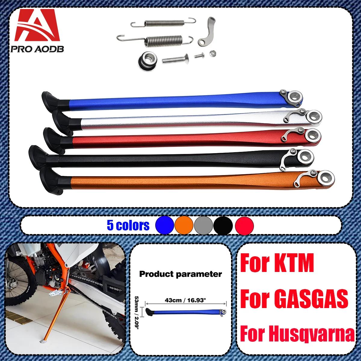 

Kickstand Side Stand+Spring Kit For KTM 125 150 250 300 350 450 500 2017-2023 EXC EXC-F XC XC-W XCF XCF-W Six Days For Husqvarna