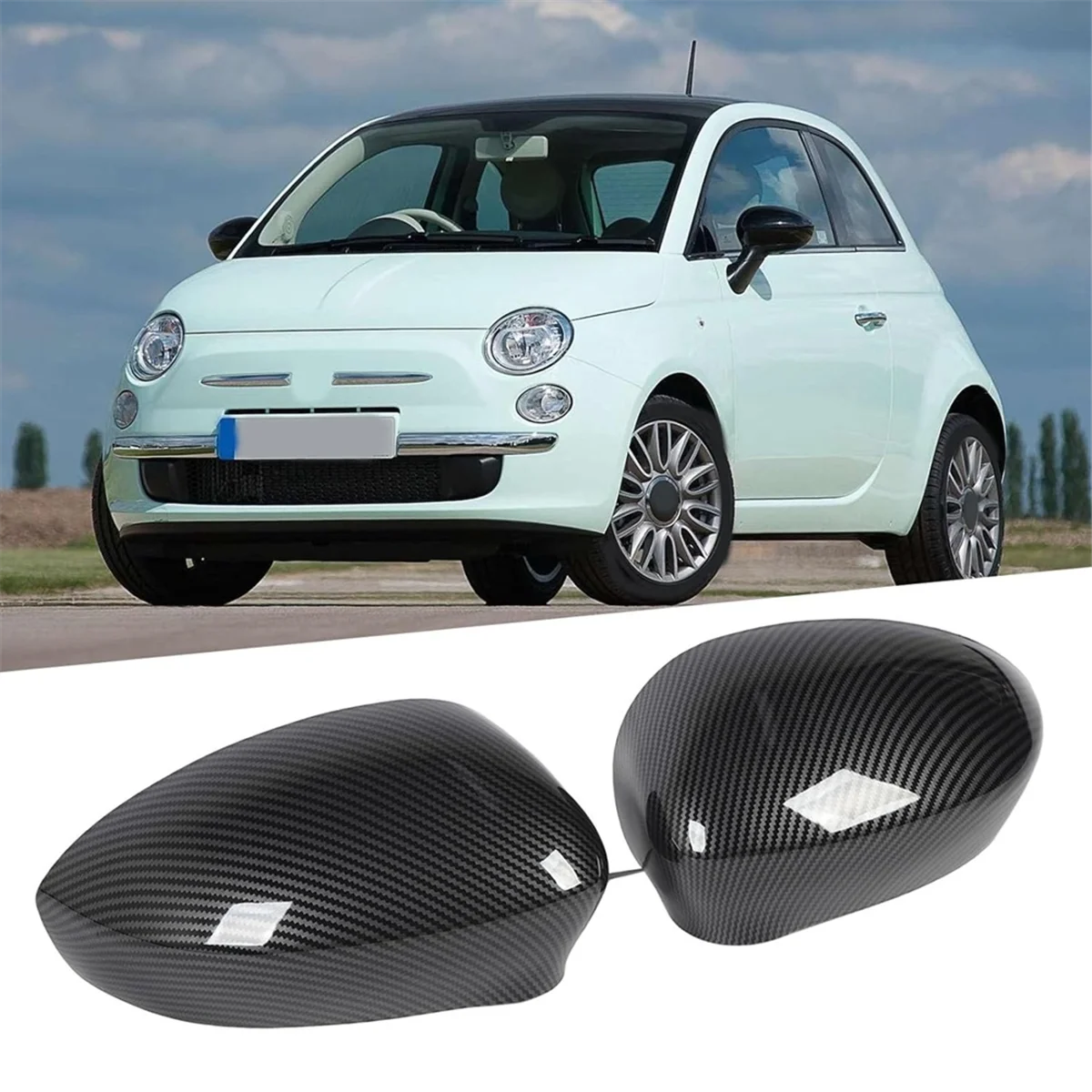 Car Rear View Cover Side Mirror Cap Carbon Fiber for Fiat 500 2007-2023 Mirror Guard Cover Trim 735452185