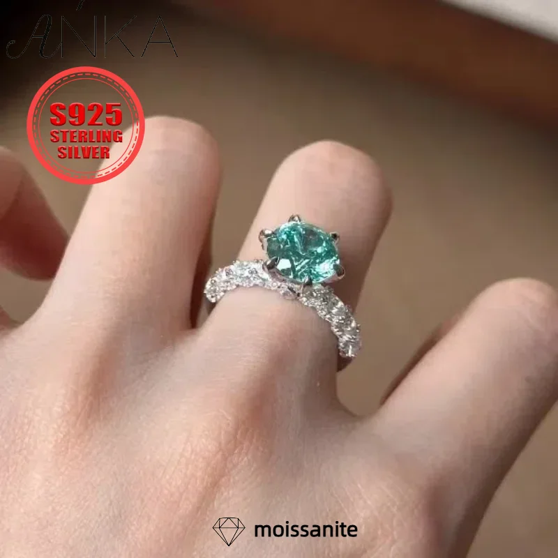 S925 Sterling Silver Ring Green 3ct Moissanite Ring Light Luxury Premium Group Set Full Moissanite Ring jewellery women rings