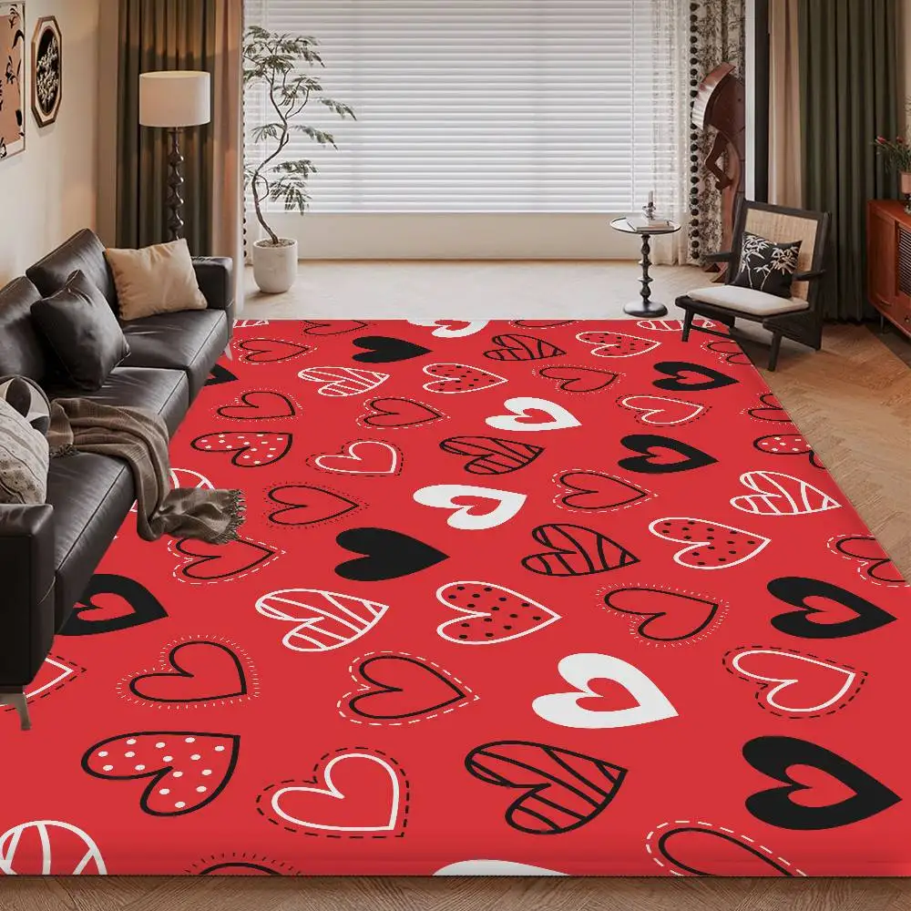 Alfombra de puerta con estampado de fondo de amor, lavable, antideslizante, para sala de estar, sofá, sillas, alfombra para cocina y baño