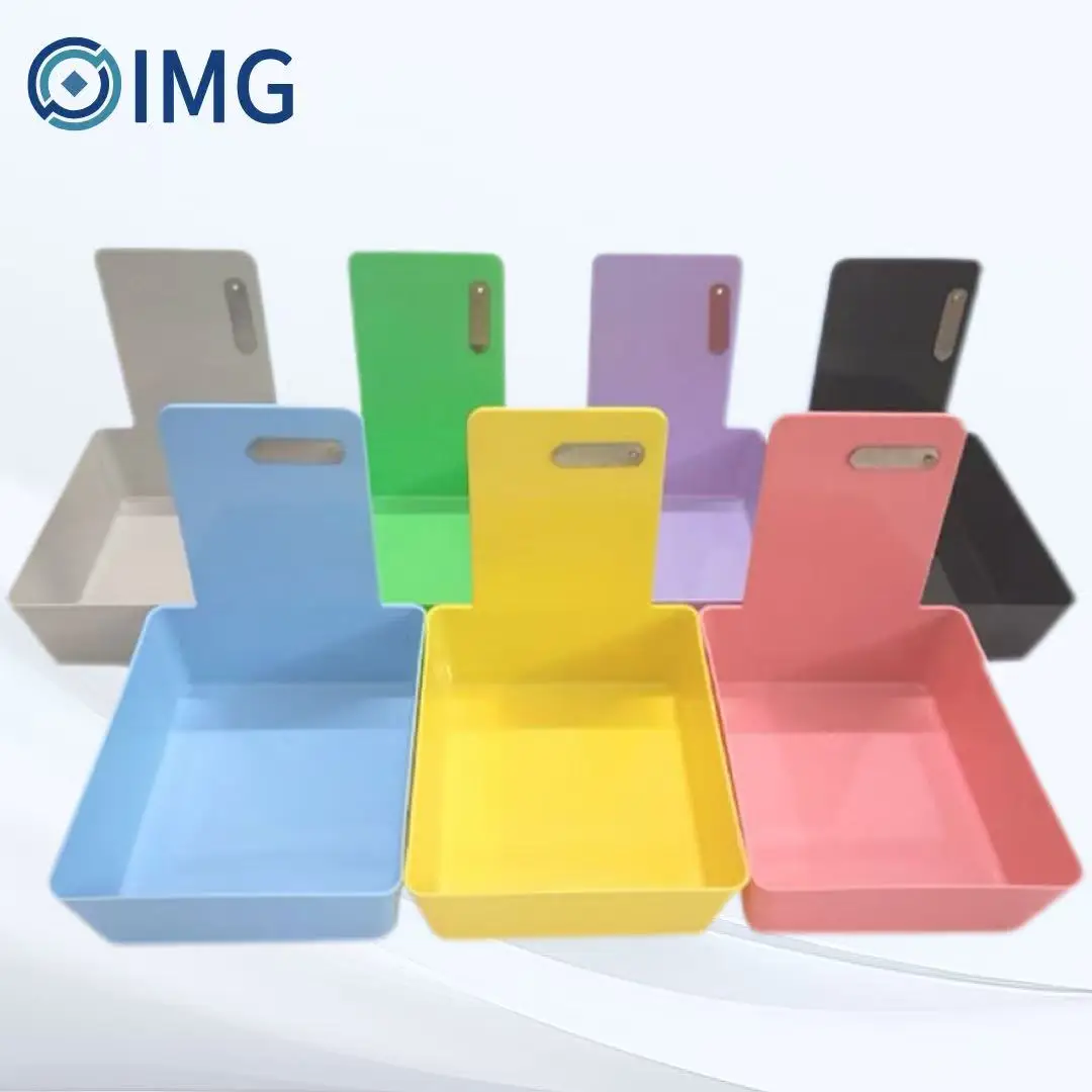 

Dental Lab Storage Box Colourful PP Plastic Work Tray Pans Durable Case With Clip Holder Dentistry Tool Material