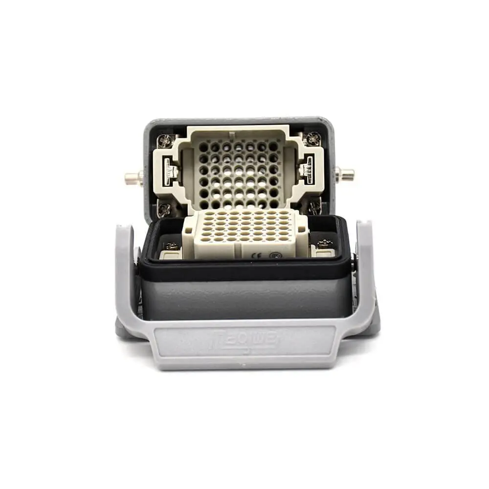H10B Heavy Duty Multi Pin Connector 42Pin Male Without Contacts Butt-Joint Female PG16 Bulkhead Mounting