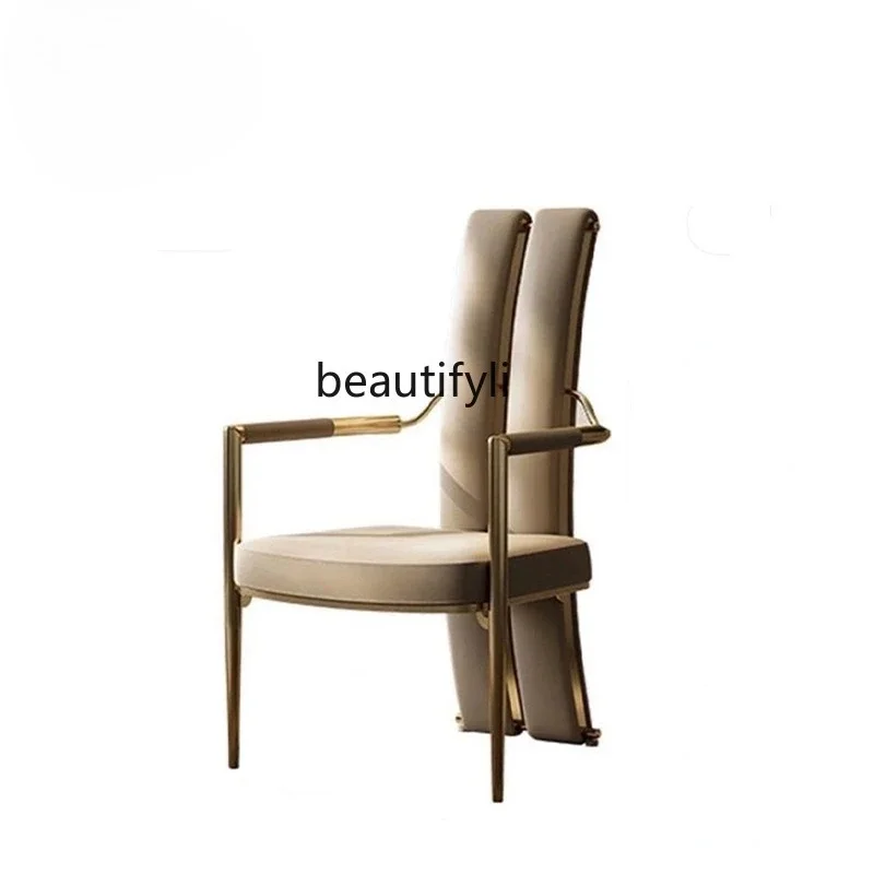 

Light luxury villa high-end tea table master chair office study chair stainless steel chair