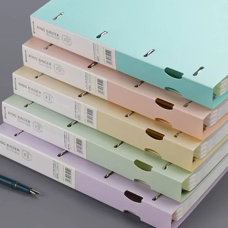 A4 Binder D-Type Punch Folder Office Storage File Ring Waterproof Test Paper Data Storage Folder 4 Hole Binder Learning Supplies