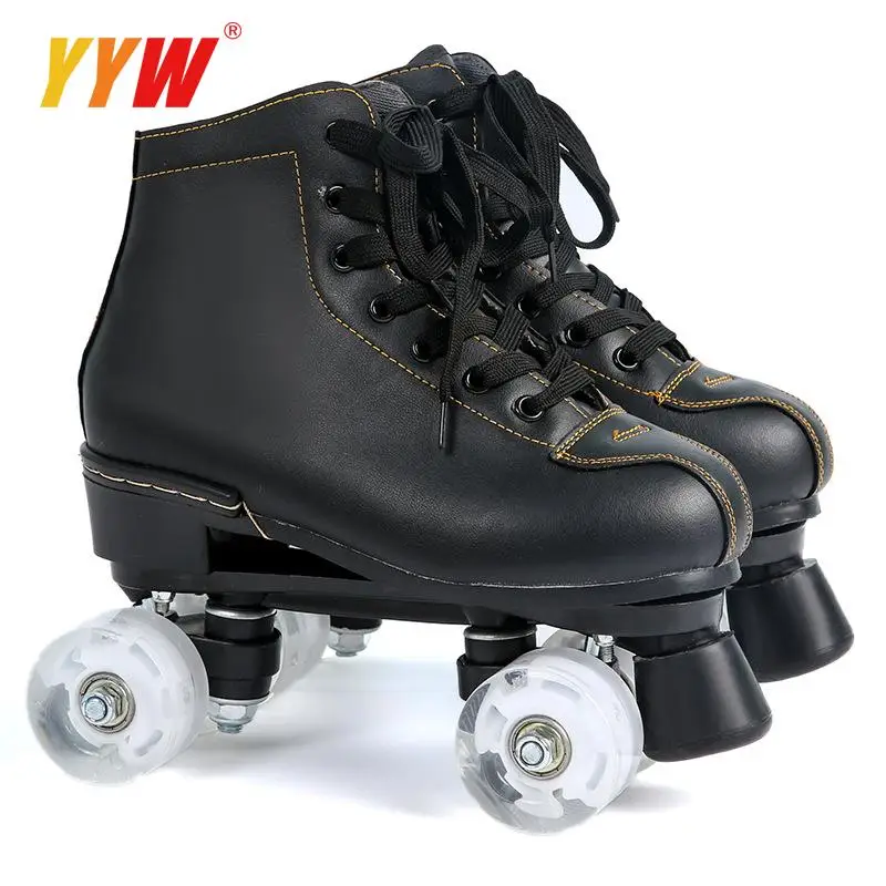 Patines de ruedas, zapatos de 4 ruedas con rueda Flash, cuero de microfibra, zapatos de patinaje sobre ruedas para hombres y mujeres adultos, zapatos de entrenamiento 36-45 patines