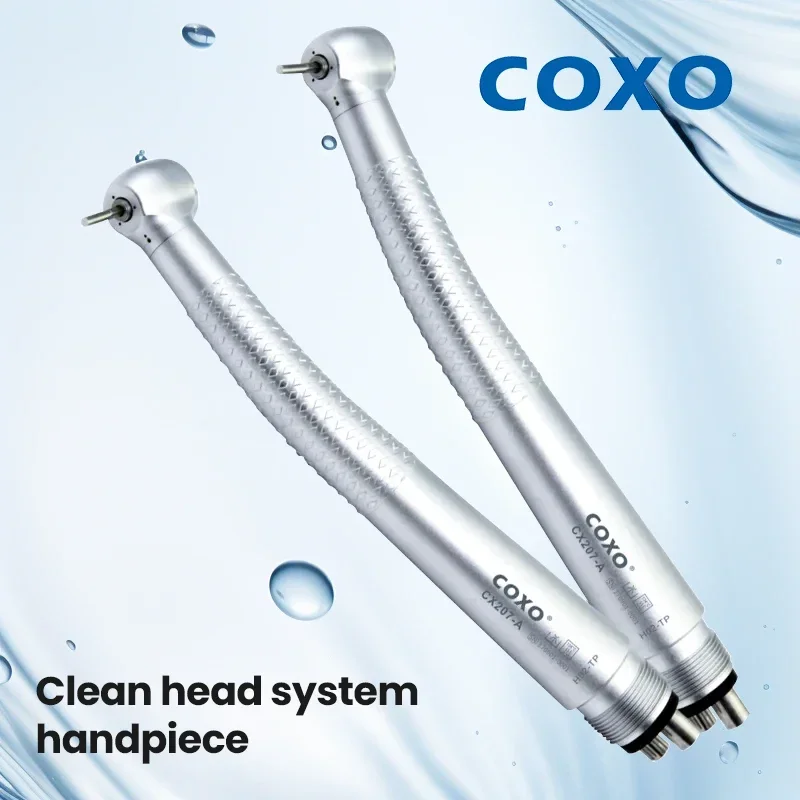 COXO CX207-A High-Speed Dental Turbine Handpiece - Pneumatic 3-Way Spray System For Tooth Cleaning and Whitening Treatments