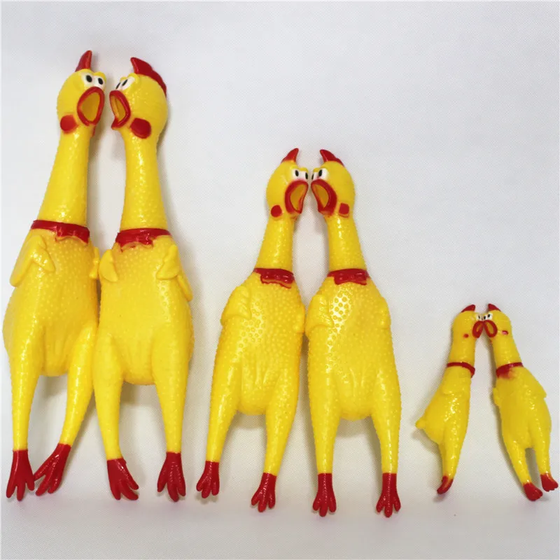 Fashion Pets Dog Squeak Toys Screaming Chicken Squeeze Sound Toy For Dogs Super Durable Funny Yellow Rubber Chicken Dog Chew Toy