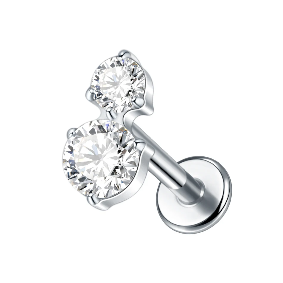 1PC Titanium Piercing Cluster Cubic Zircon Cartilage Earring Tragus Pircing Flat Back Stud Helix Piercing Jewelry Women Gifts