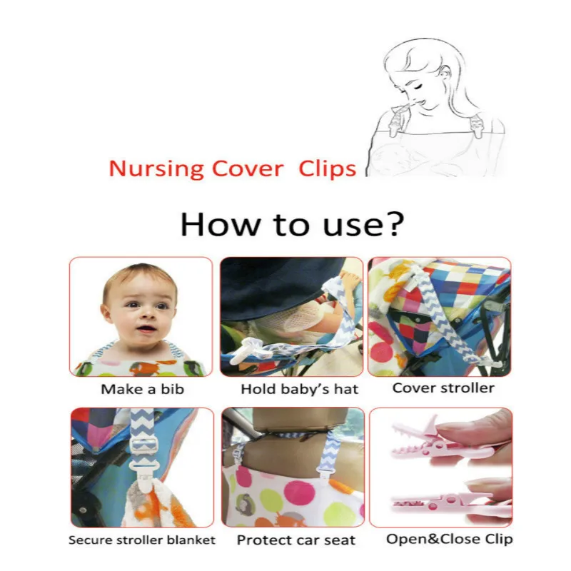 Adjustable Double Head Holder Mother Nursing Cover Clip Baby Pacifier Clips Soother Multifunctional Holder for Breast Feeding