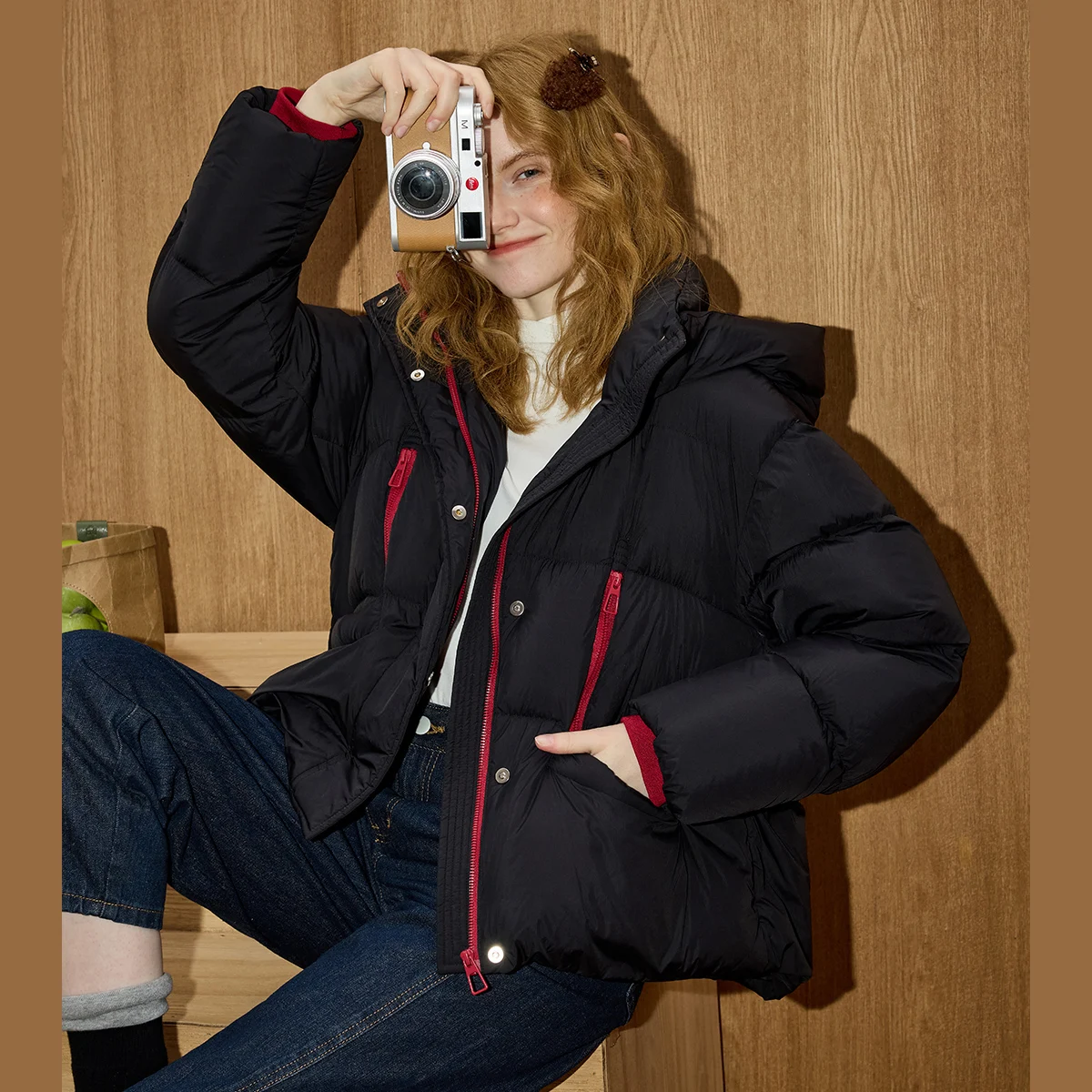 2025 الشتاء المرأة 90% أسفل ملء مقنعين سترة منفوخة الحد الأدنى كبيرة الحجم معطف طويل دافئ فضفاض صالح سترة عادية شيك الشارع الشهير