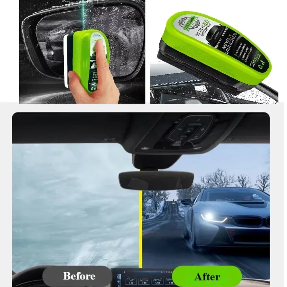Car Glass Oil Film Remover Automotive Glass Sponge Cleaning Brush Front Inner Windshield Oil Film Cleaner For Motorcycle - view 3