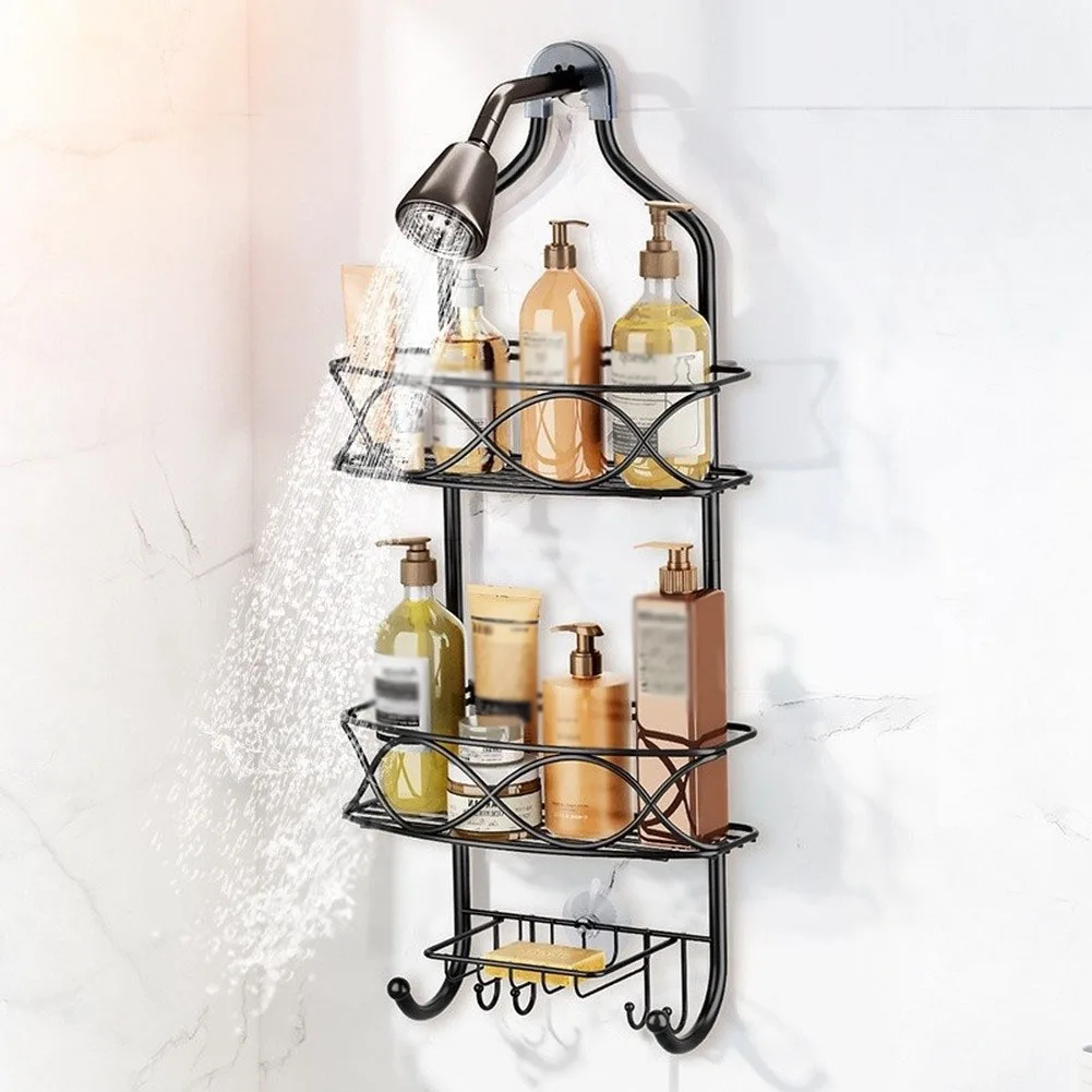 For Standard Shower Heads Bathroom Shelf Unit Shower Organizer For Daily Shower Routine Black Shower Organizer