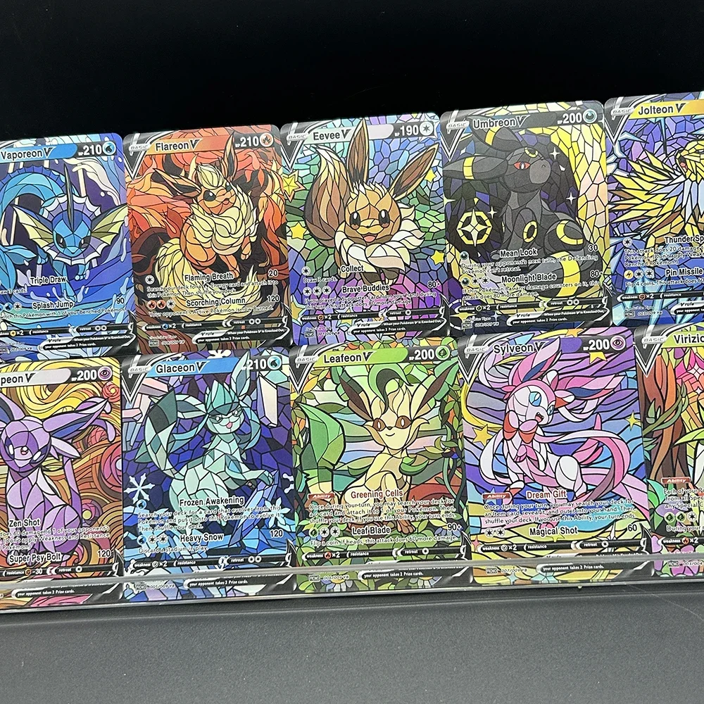 10Pcs/set Diy PTCG Eevee Umbreon Jolteon Self Made Cartoon Collection Card Anime Refraction Colorful Flash Card Gift view 3