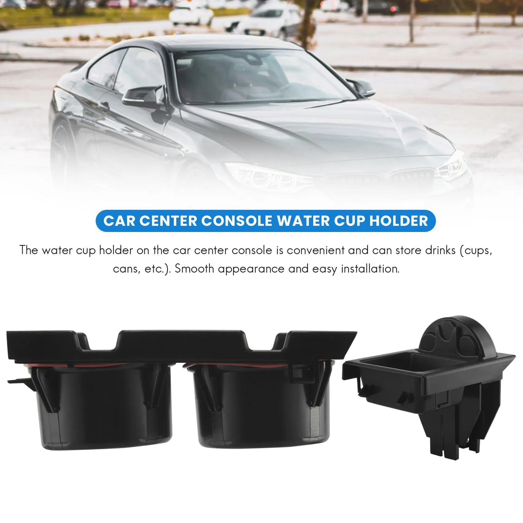 Car Center Console Water Cup Holder Beverage Bottle Holder Coin Tray For Bmw 3 Series E46 318I 320I 98-06 51168217953 Black