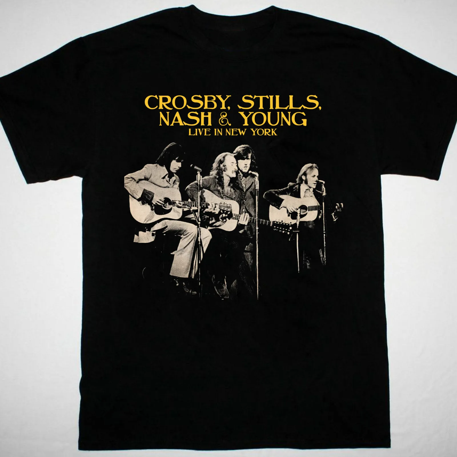 Crosby Stills Nash Young Men T-shirt Black Short Sleeve All Sizes FF1743