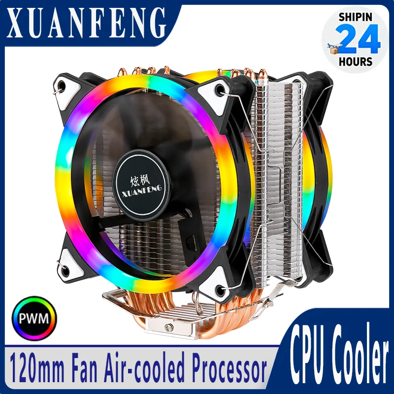 XUANFENG 4/6 Heat pipe Tower Type Radiator120mm 4pin/PWM CPU Cooler Fan Compatible LGA1700 1200 115X 1851 2011 2066 X99 AM4 AM5