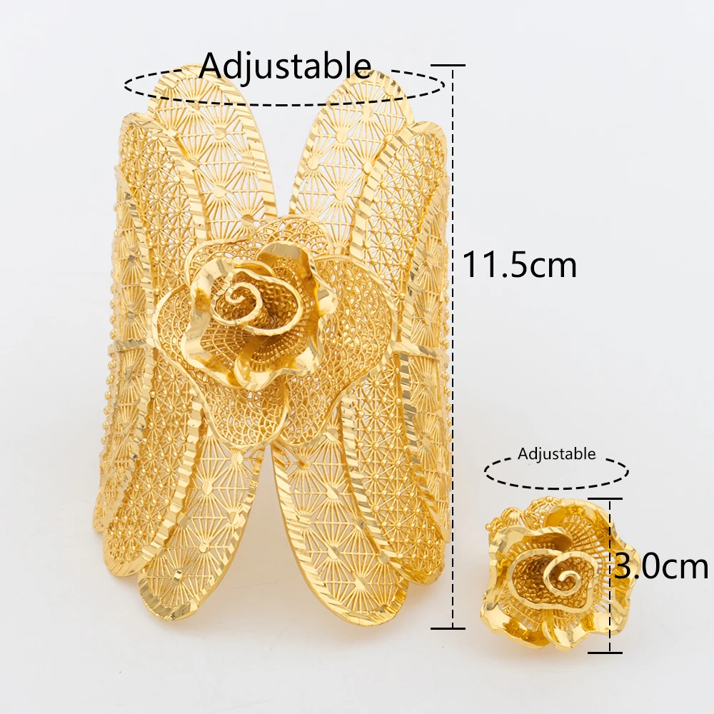 YM Afrikanische Manschette Armreifen mit Ringen Hochzeit Bankett Geschenke Frauen Charme verstellbare Ringe vergoldet Armreif Luxus Schmuck Zubehör 7