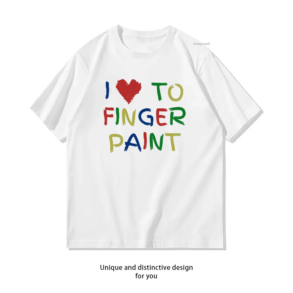 I Heart Love To Finger Paint 90s Shirt Woman Man Summer O-neck Breathable Graphic T Shirts Casual Simple S-3XL