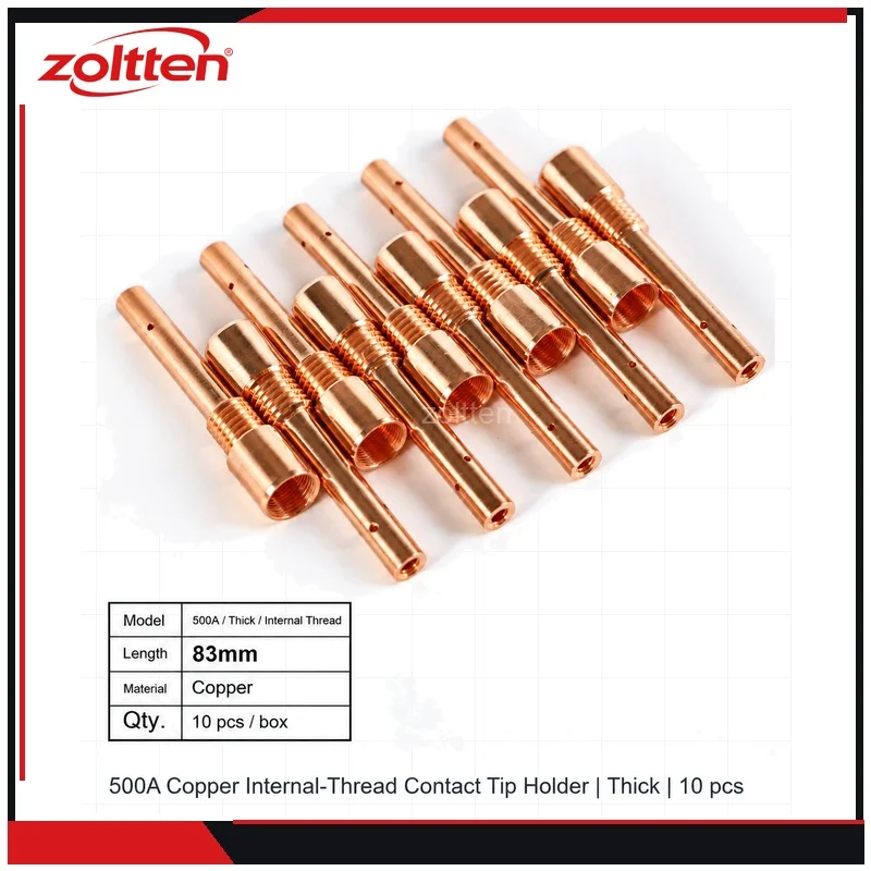10 Pieces 200A 350A 500A Copper MIG Torch Contact Tip Holders - Coarse/Fine and Internal/External Thread