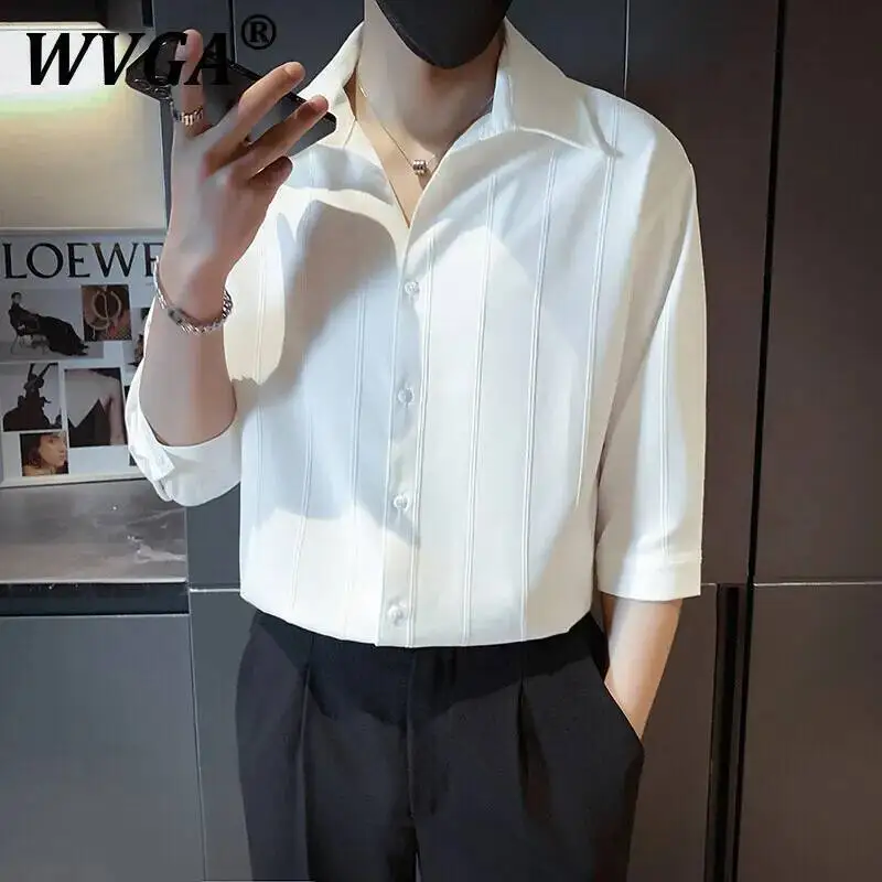 

WVGA, новые летние мужские рубашки Tide High Street Techwear, элегантные модные рубашки, китайская шикарная свободная повседневная рубашка с короткими рукавами, Ins W7458