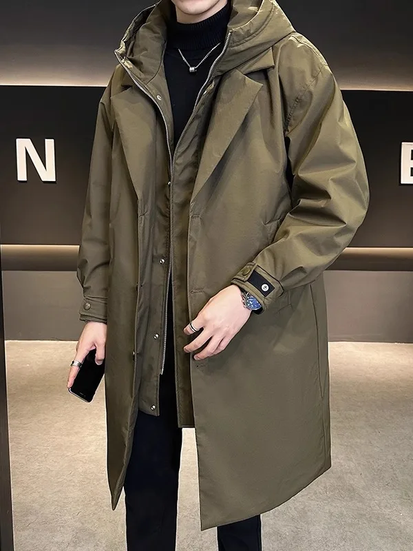 

Мужская утепленная зимняя куртка с капюшоном, имитация двухслойного пуховика, повседневная, из полиэстера, с наполнителем 50%