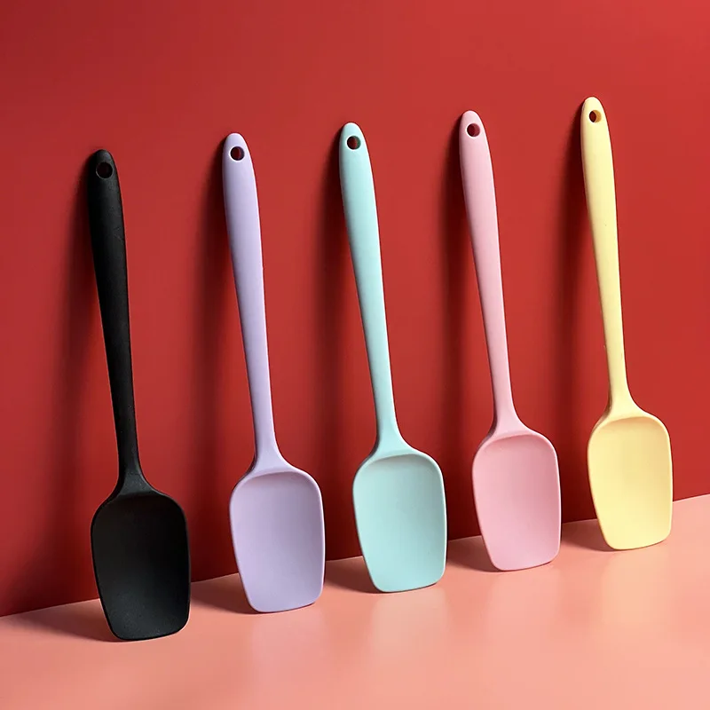 Raspador de silicone de qualidade alimentar em forma de t pá espátula de cozimento pequena ferramenta de mistura de bolo manteiga mexendo pá raspagem colher