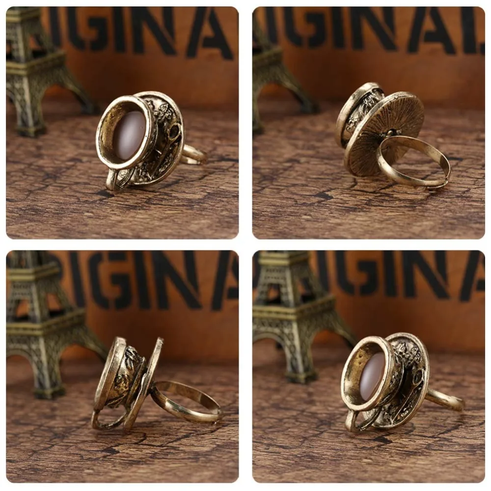 New Simple Punk Fashion Niche Personalized Hot Retro Women\'s Coffee Cup Ring European Design Premium Feeling RingGiftAccessories