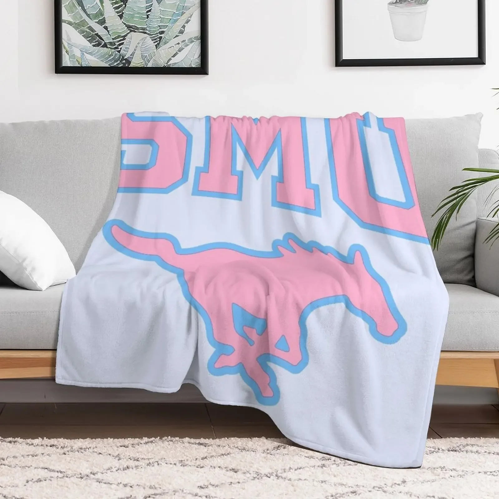 SMU Blue Logo & Pink Peruna Throw Blanket Warm Weighted anime Blankets