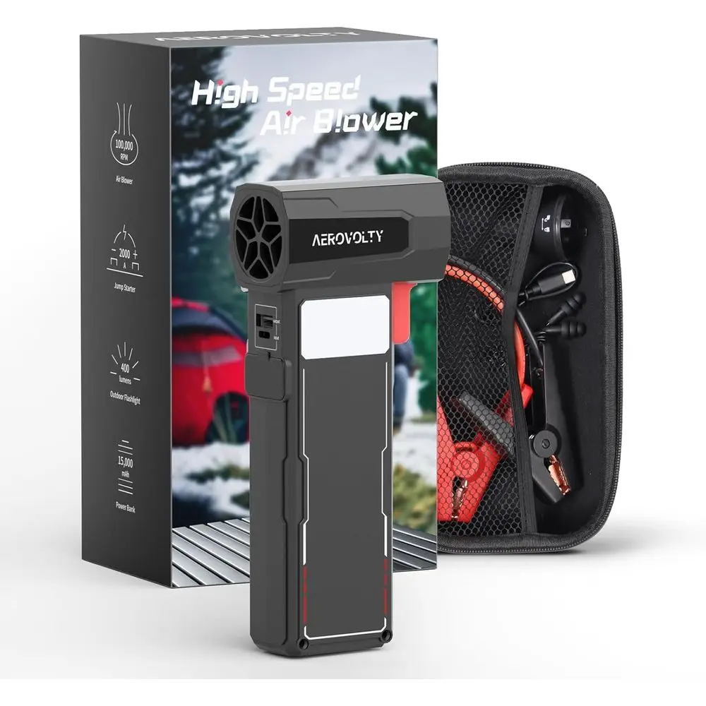 

Автомобильная сушилка 4-в-1 — тяга 3 фунта, турбовентилятор для выдувания листьев для патио, беспроводной турбоструйный вентилятор для снега с пуском 2000 А