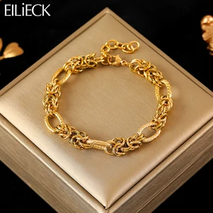 EILIECK 316L Gelang Bengkok Baja Tahan Karat Gelang untuk Wanita Trendi Rantai Pergelangan Tangan Berlapis Emas 18K Pesta Hadiah Perhiasan Tahan Air 10 collier penjualan terbaik christian dior - №