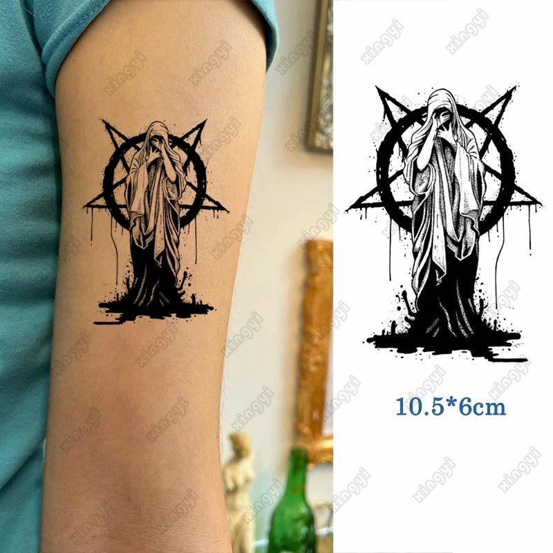 Waterproof Temporary Tattoo Sticker Sea Wave Moon Flash Tatoo Forest Small Mountain Arm Wrist Fake Tatto for Body Art Women Men