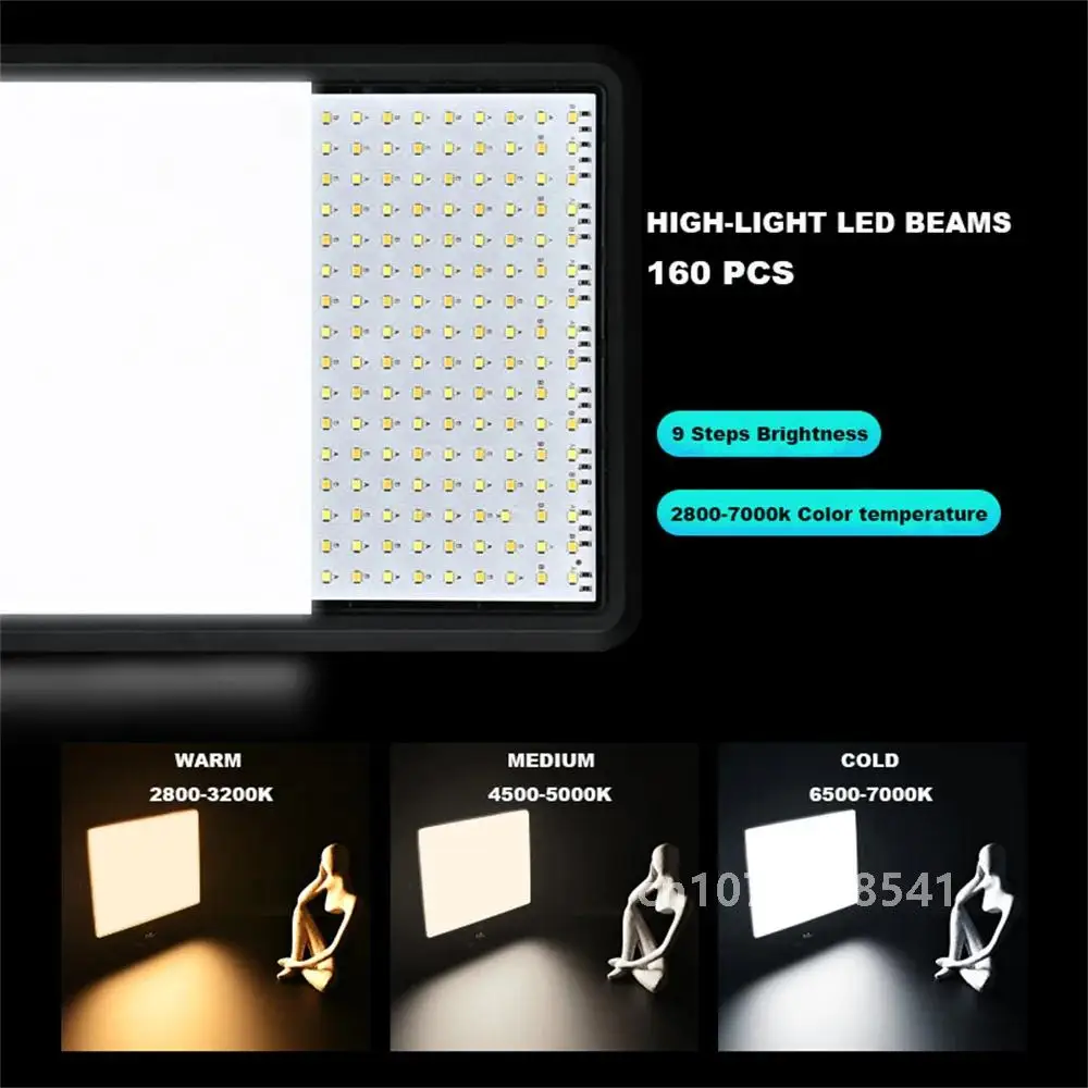 8 Inch Led Photography Video Light 2800K-7000K Panel Lighting Photo Studio Lamp Kit for Shoot Live Streaming Fill Studio Lights