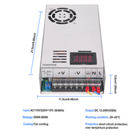 Digital Display Adjustable 500W Power Supply 0-12V 13.5V 15V 24V 30V 36V 48V 60V 68V 72V 85V 90V 100V 110V 150V 200V Ac To Dc
