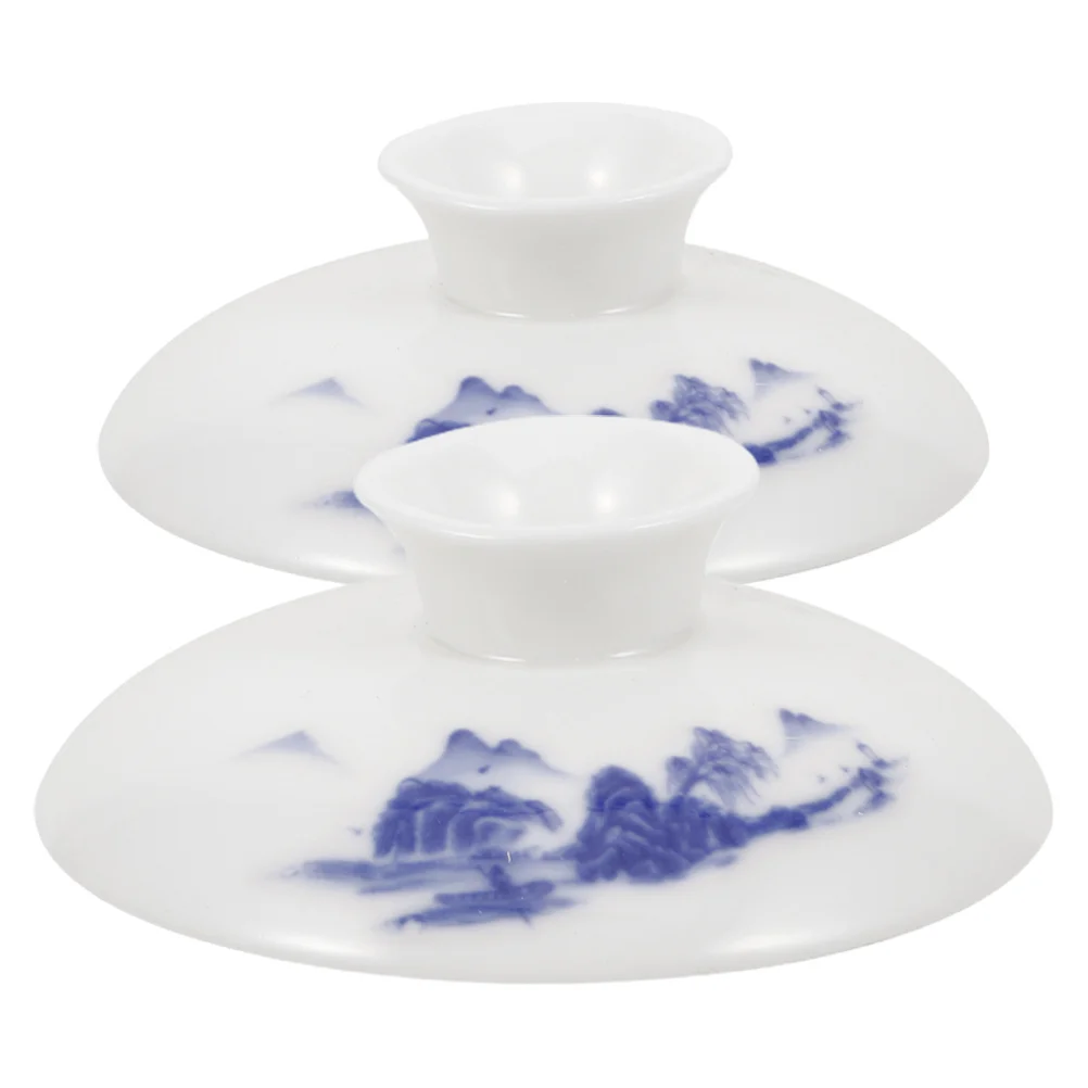 

2Pcs Ceramic Tea Cup Lid Accessory Elegant Design Scalding Prevention Safe Enjoyable Tea Drinking Experience Home Party Camping