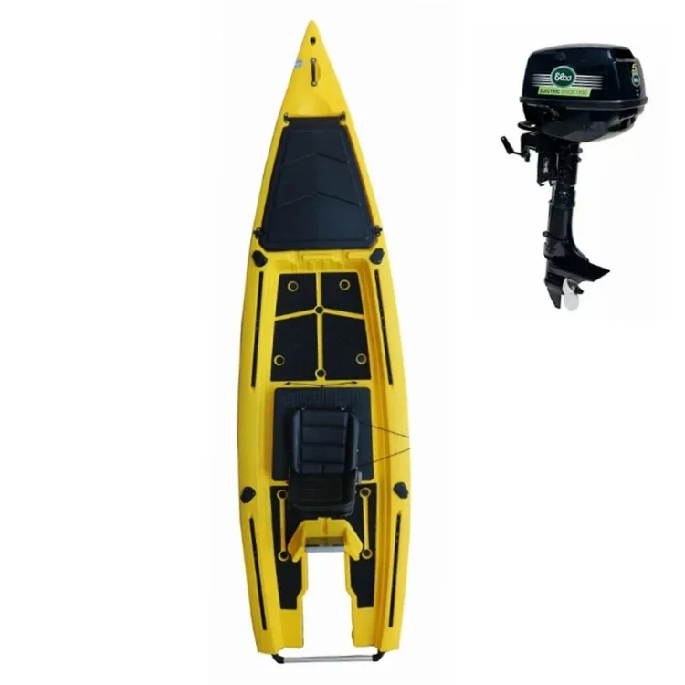 12.7FT New Design,Electric Outboard 5.8P Motor Kayak,Solo skiff boats fishing canoe/kayak motorized kajak Fun Hit Water