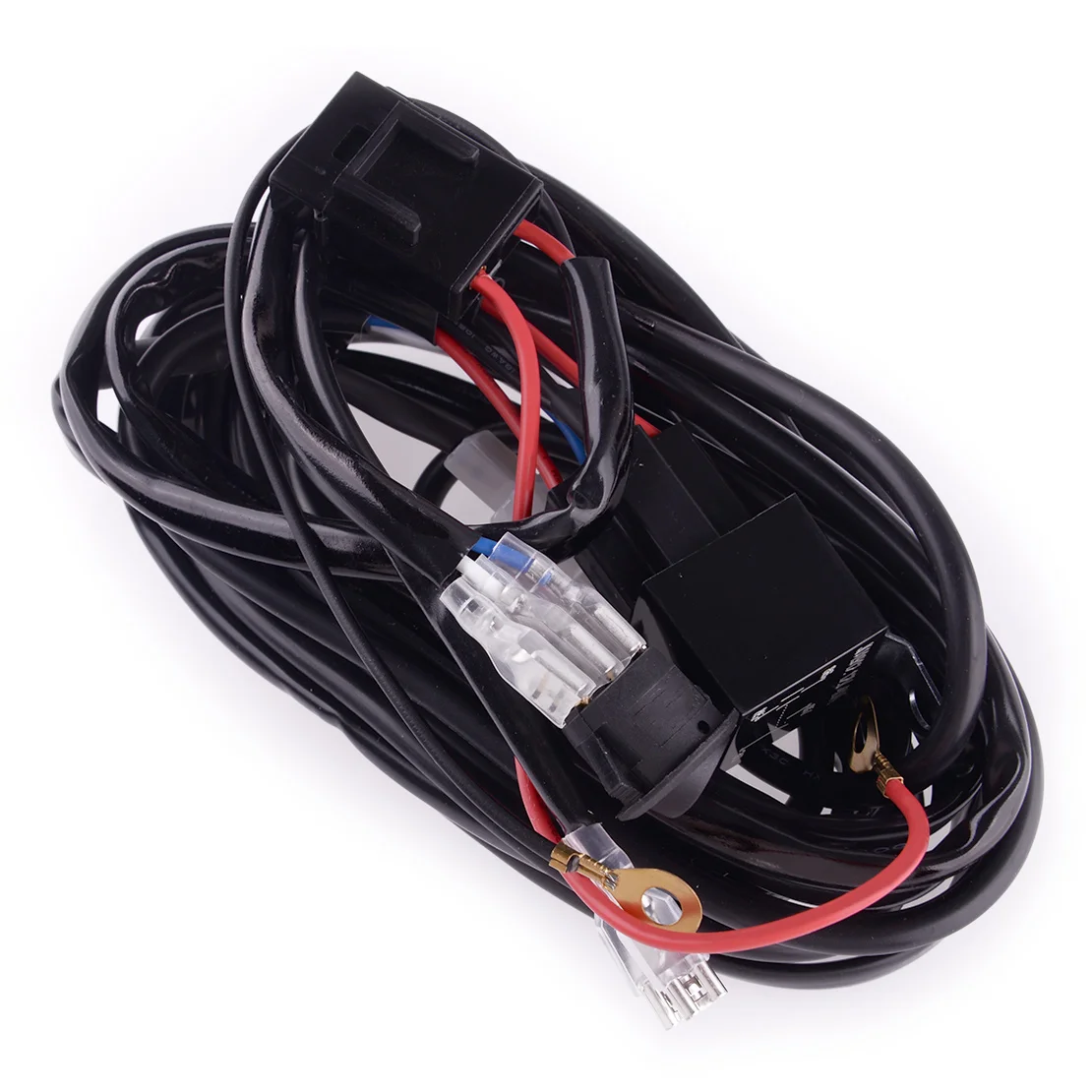 12V 30A LED Work Fog Light Lamp Bar Wiring Harness Cable Relay On/Off Switch Kit Fit for Universal Black