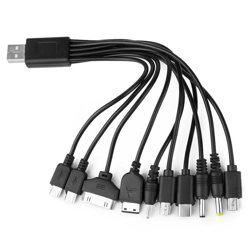 USB A to 10 in 1 Universal Multiple Charging Cord Charging Cable with 10 Ports for Charging Cell Phones Speaker MP3 MP4 & More