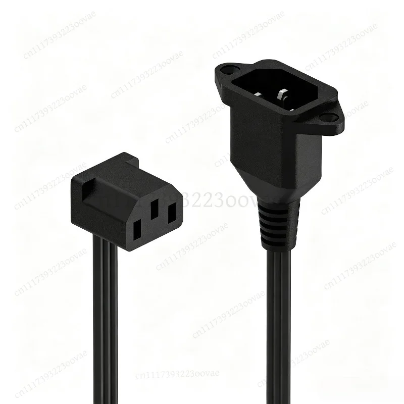 Ultra‑thin Ultra Soft 90 Degree Elbow Extension Cable C13 To C14 3‑Hole Male Female Plug For Computer Power Supply