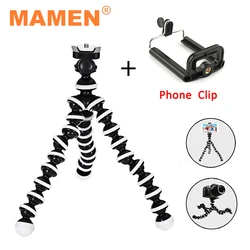 MAMEN Portable Octopus Tripod Flexible Phone Stand with 1/4 inch Screw Mount Universal Clip for iPhone HUAWEI Phone DSLR Camera